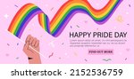 hand hold rainbow lgbt flag and ... | Shutterstock .eps vector #2152536759