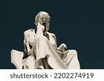 Small photo of Statue of the ancient Greek philosopher Socrates - Greece, Athens, June 17 2020.
