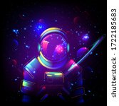 astronaut in space. galaxy neon ... | Shutterstock .eps vector #1722185683