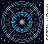 horoscope circle with zodiac... | Shutterstock .eps vector #1049203199