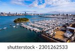 Aerial view of the Marina of Gosport behind Burrow Island in Portsmouth Harbor in the south of England on the Channel coast
