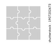 9 puzzle piece jigsaw concept... | Shutterstock .eps vector #1907202673