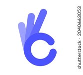 ok hand sign vector finger logo.... | Shutterstock .eps vector #2040663053