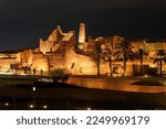 Salwa Palace at At-Turaif UNESCO World Heritage site illuminated at night, Diriyah, Saudi Arabia