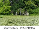 Small photo of Water Lily (Nympheas) Pond and Cascade in the Bagatelle Park. The Park is located in Boulogne-Billancourt near Paris, France