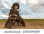Small photo of Aurora, Colorado - August 22, 2023: Daniel Popper's 21-foot-tall 'Umi' sculpture unveiled in The Aurora Highlands public art park, located at Hogan Park at Highlands Creek in Aurora, Colorado