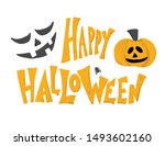happy halloween emblem. vector... | Shutterstock .eps vector #1493602160