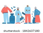 group of old people with giant... | Shutterstock . vector #1842637180
