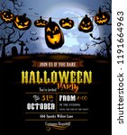 halloween background with... | Shutterstock .eps vector #1191664963