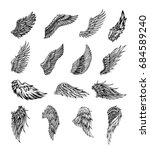 heraldic wings set for tattoo... | Shutterstock .eps vector #684589240