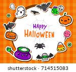 halloween frame with cute... | Shutterstock .eps vector #714515083
