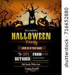 halloween invitation with... | Shutterstock .eps vector #716652880