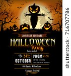 halloween party poster with... | Shutterstock .eps vector #716707786