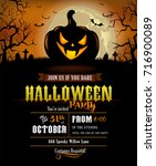 halloween party invitation with ... | Shutterstock .eps vector #716900089