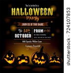 halloween party invitation with ... | Shutterstock .eps vector #724107853