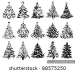 Set Of Dreawn Christmas Trees....