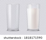 full and empty milk glasses.... | Shutterstock .eps vector #1818171590