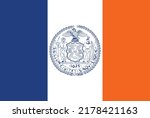 1625 New York Tri Color Orange White Blue Flag Hand Drawn Vector

