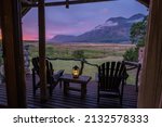 cabin lodge during sunset Mountains and grassland near Hermanus at the garden route Western Cape South Africa Whale coast. 