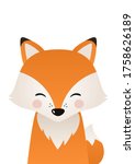 Cute fox. Woodland forest animal. Poster for baby room. Childish print for nursery. Design can be used for fashion t-shirt, greeting card, baby shower. Vector illustration.