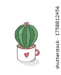 hand drawn cactus in garden... | Shutterstock .eps vector #1758812456