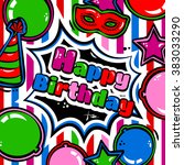 birthday card with balloons ... | Shutterstock .eps vector #383033290