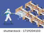sanitize office for covid 19... | Shutterstock .eps vector #1719204103