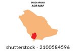 asir map highlighted on saudi... | Shutterstock .eps vector #2100584596