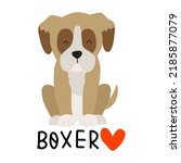 Cute Cartoon Dog. Boxer Puppy...