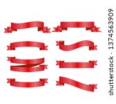 red ribbons set. vector design... | Shutterstock .eps vector #1374563909