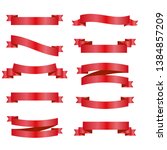 red ribbons set. vector design... | Shutterstock .eps vector #1384857209