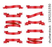 red ribbons set. vector design... | Shutterstock .eps vector #1392151550