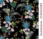 dark tropical floral seamless... | Shutterstock .eps vector #2134222283