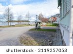 Small photo of Beautiful springlike street view in Naantali, a small coastal town in western Finland.