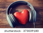 Headphones and heart concept...