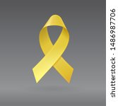 realistic yellow ribbon on... | Shutterstock .eps vector #1486987706