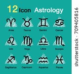 12 icon astrology  | Shutterstock .eps vector #709405816