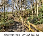 Small photo of Footpath leading to Sgwd Yr Eira - Waterfall of the Snow, is one of four waterfalls you'll encounter along the Four Falls Trail in Brecon Beacons National Park near Pontneddfechan in South Wales.