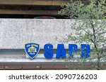 Small photo of San Antonio, TX - Oct. 18, 2021: San Antonio Police Department sign