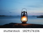 Large Oil Lamp Outdoors In The...