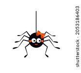 cute spider hanging on a string ... | Shutterstock .eps vector #2053186403