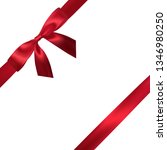 realistic red bow with red... | Shutterstock . vector #1346980250