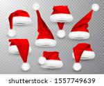 realistic red santa claus hat... | Shutterstock .eps vector #1557749639