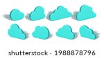3d render cloud. blue plastic... | Shutterstock .eps vector #1988878796