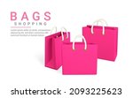 3d empty red shopping bags... | Shutterstock .eps vector #2093225623
