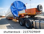 Small photo of Truck transporting heavy, bulky and oversized cargo