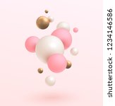 gold  pink and white 3d balls.... | Shutterstock .eps vector #1234146586