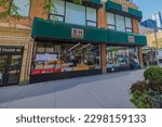 Small photo of Close up exterior view of BH Photo Video store in New York. USA. New York. 09.21.2022.