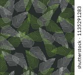 vector leaf seamless pattern.... | Shutterstock .eps vector #1135291283