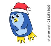 penguin celebrating christmas... | Shutterstock .eps vector #2113568009